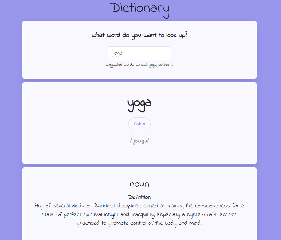 Dictionary Project Preview